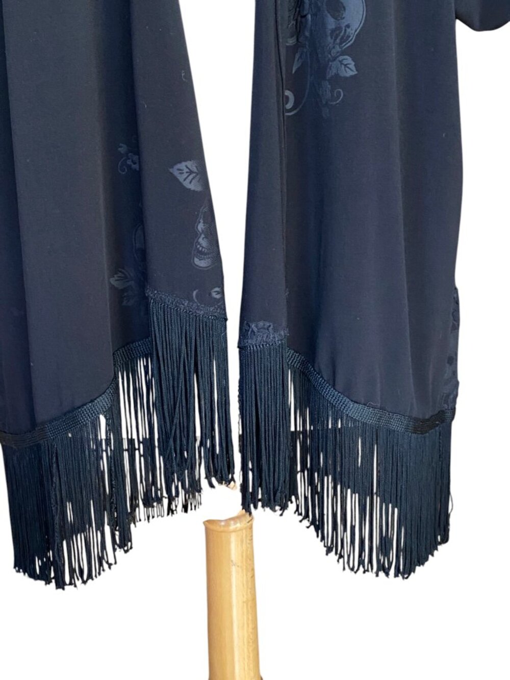 Hot Topic Black Skull Rose Burnout Print Fringe Kimono Cardigan Whimsigoth-XL - Picture 5 of 9